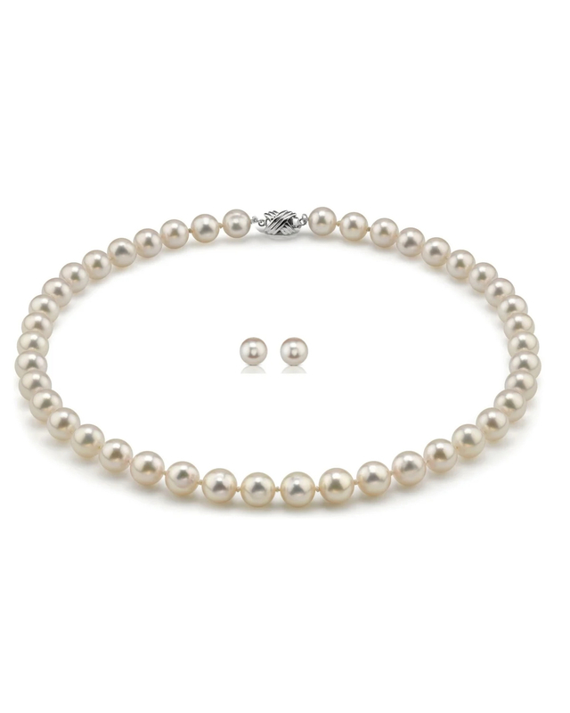 7.5-8.0mm Hanadama Pearl Necklace and Earring Set