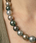 10-12mm Tahitian South Sea Pearl Multicolor Necklace - AAAA Quality - Secondary Image