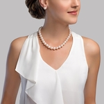 11.5-12.5mm White Freshwater Pearl Necklace - AAA Quality - Model Image