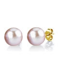 10mm Pink Freshwater Round Pearl Stud Earrings - Third Image