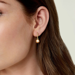Golden South Sea Pearl Via Earrings - Model Image