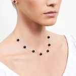 Japanese Akoya Black Pearl Tincup Necklace - Model Image