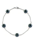 7.0-7.5mm Japanese Akoya Black Pearl Tincup Bracelet