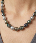 8-10mm Tahitian South Sea Multicolor Drop Pearl Necklace - AAAA Quality - Secondary Image