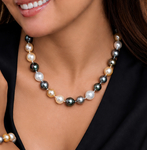 8-10mm South Sea & Tahitian Multicolor Baroque Pearl Necklace - Model Image