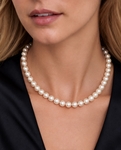 8-8.5mm White Freshwater Choker Length Pearl Necklace - Model Image