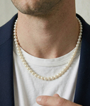 8.0-8.5mm White Freshwater Pearl Adjustable Necklace for Men - Secondary Image