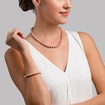 8.0-8.5mm Pink Freshwater Pearl Necklace, Bracelet & Earrings - Model Image