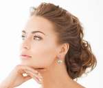 Akoya Pearl Dangling Diamond Earrings- Choose Your Pearl Color - Secondary Image