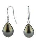 14K Gold Tahitian South Sea Teardrop Pearl Dangling Tincup Earrings
