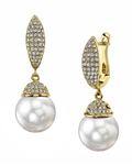 South Sea Pearl & Diamond Kendall Earrings - Model Image