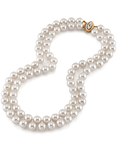 9.0-9.5mm Hanadama Akoya White Pearl Double Strand Necklace - Model Image