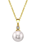 Akoya Pearl & Diamond Michelle Pendant- Choose Your Pearl Color - Secondary Image