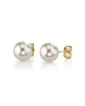 6.0-6.5mm White Akoya Round Pearl Stud Earrings
