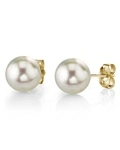 9.5-10.0mm White Akoya Round Pearl Stud Earrings