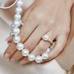 South Sea Pearl & Diamond Sparkling Jewel Ring - Model Image