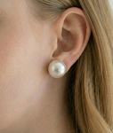 13mm South Sea Round Pearl Stud Earrings - Secondary Image