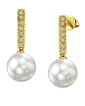 South Sea Pearl Dangling Diamond Earrings - Secondary Image