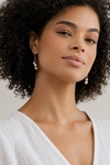 14K Gold Freshwater Multicolor Pearl Dangling Cluster Earrings - Model Image