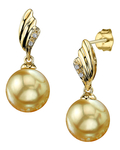 Golden Pearl & Diamond Lily Earrings