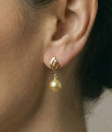 14K Gold Golden Pearl & Diamond Symphony Earrings - Secondary Image