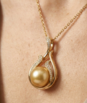 Golden South Sea Pearl & Diamond Layla Pendant - Secondary Image