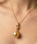 Golden Pearl & Diamond Lois Pendant - Secondary Image