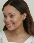 12mm Golden South Sea Round Pearl Stud Earrings - Model Image