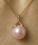 10-11mm Pink Freshwater Pearl Rose Gold Plated Olive Drop Pendant and Earrings Set - Third Image
