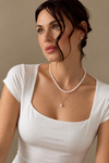 6.5-7.0mm Japanese Akoya White Choker Length Pearl Necklace - AA+ Quality - Secondary Image