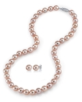 7.0-7.5mm Pink Freshwater Choker Length Pearl Necklace & Earrings