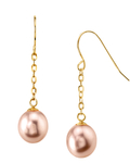 14K Gold Drop-Shape Pink Freshwater Pearl Lila Tincup Earrings - Secondary Image