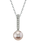 Pink Freshwater Pearl Dangling Diamond Pendant
