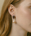 Peach Freshwater Baroque Pearl Katana Earrings - Secondary Image