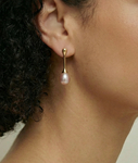Pink Freshwater Pearl Long Teardrop Earrings - Secondary Image