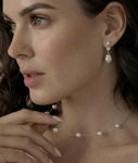 White Freshwater Baroque Pearl Precious Earrings - Model Image