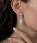 White Freshwater Baroque Pearl Precious Earrings - Secondary Image