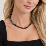 8.0-8.5mm Japanese Akoya Black Pearl Necklace - AAA Quality - Model Image