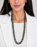 10-11mm Opera Length Tahitian South Sea Baroque Pearl Necklace - Model Image