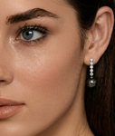 Tahitian South Sea Pearl & Diamond Cascade Earrings - Model Image