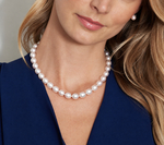 10-12mm White South Sea Drop Oval Pearl Necklace - AAA Quality - Model Image