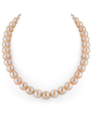 11-12mm Peach Freshwater Pearl Necklace - AAA Quality