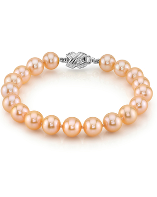 9-10mm Peach Freshwater Pearl Bracelet - AAAA Quality