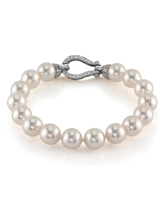 9.0-9.5mm Hanadama Akoya White Pearl Bracelet