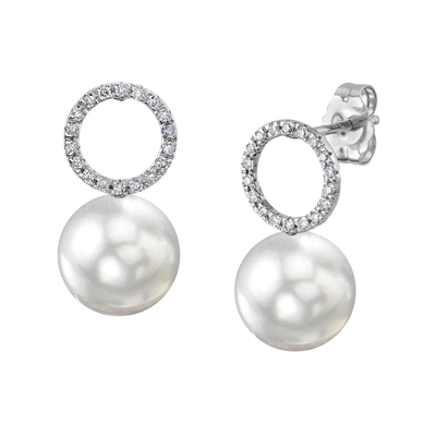 White South Sea Pearl & Diamond Maya Earrings