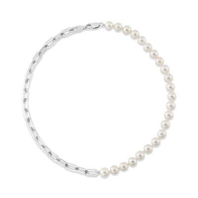 7mm White Freshwater Oscar Pearl & Chain Necklace