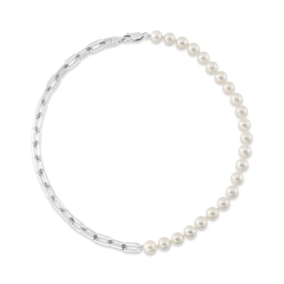 7mm White Freshwater Scarlett Pearl & Chain Necklace