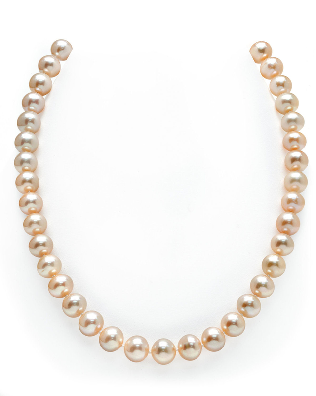 9.5-10.5mm Peach Freshwater Pearl Necklace - AAAA Quality