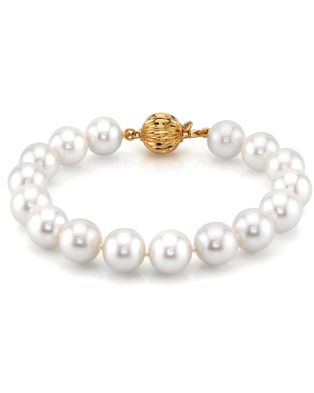 10.5-11.5mm White Freshwater Pearl Bracelet - AAA Quality - Third Image