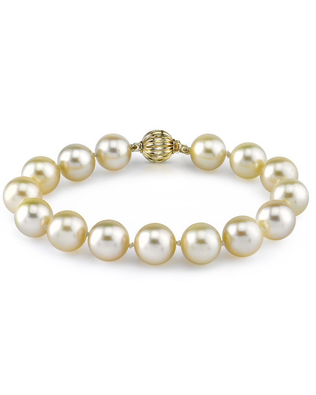 9-10mm Champagne Golden South Sea Pearl Bracelet